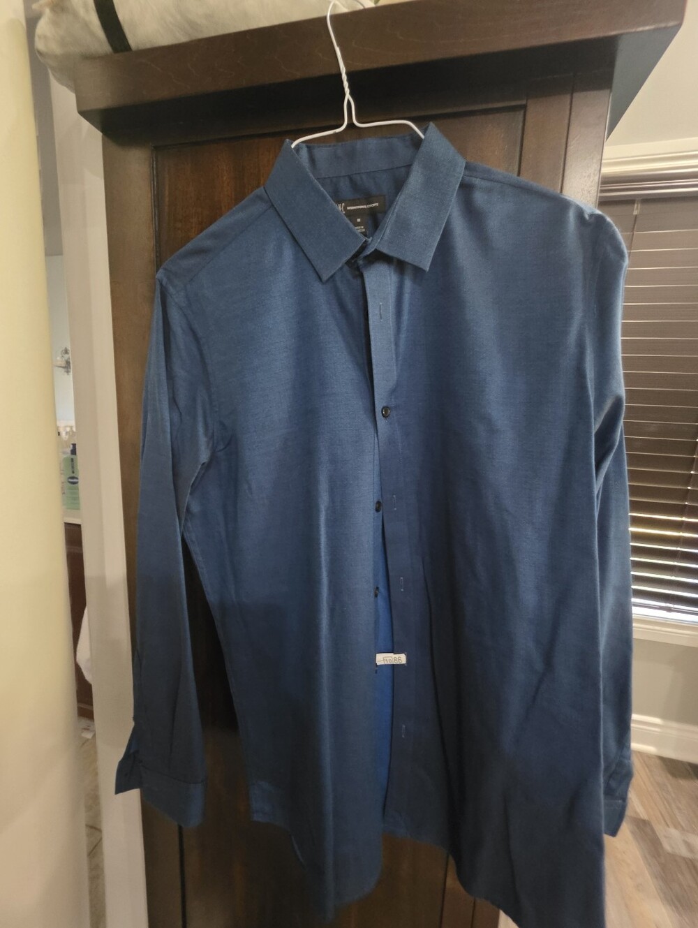 INC International Concepts Men's Deep Blue Long-Sleeve Dress Shirt